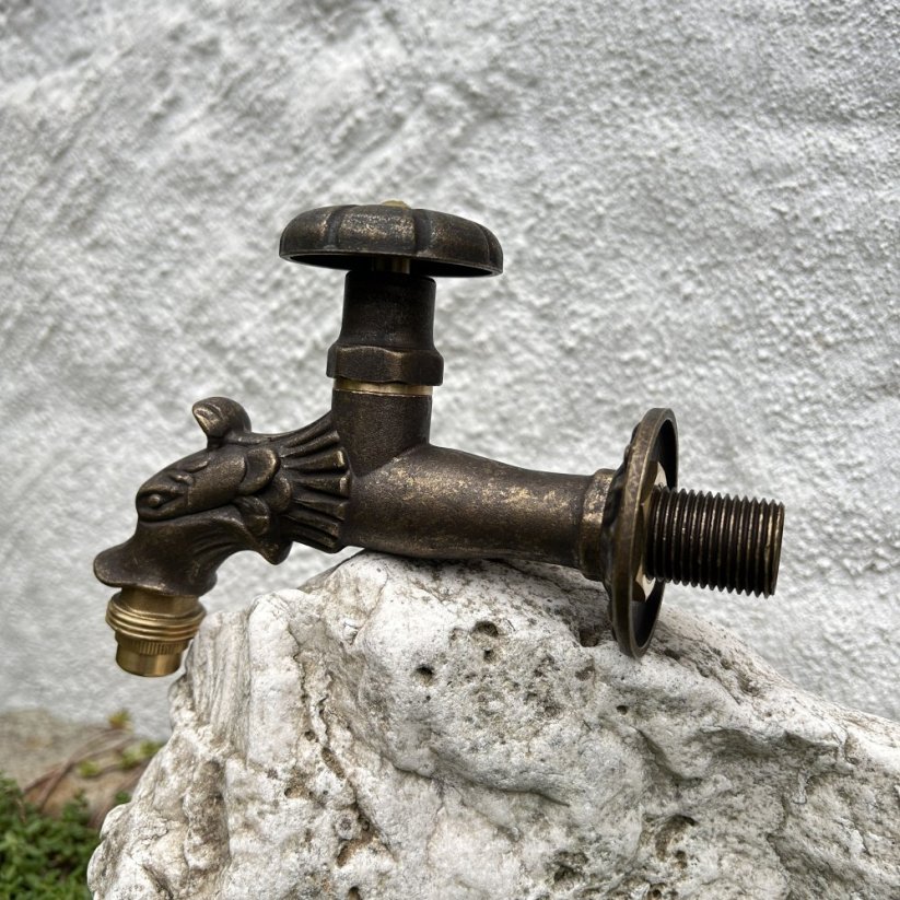 Zahradní mosazný kohoutek na vodu DRAK, 1/2" s kolečkem