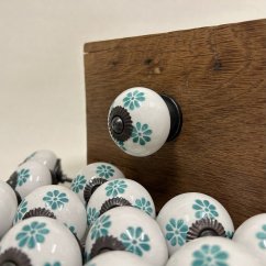 Nábytková keramická knopka - úchytka BÍLÁ S MALBOU 40mm