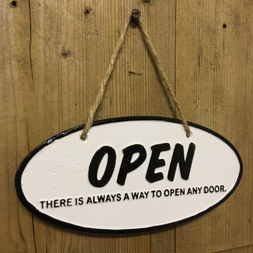 Litinová cedule OPEN & CLOSED