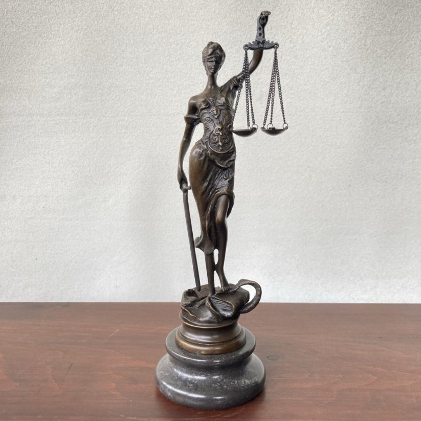 Bronzová socha SPRAVEDLNOST - JUSTICE 23cm