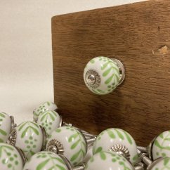 Nábytková keramická knopka - úchytka BÍLÁ S MALBOU 30mm