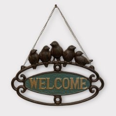 Závěsná cedule s ptáčky WELCOME 25x35cm