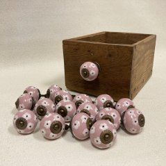 Nábytková keramická knopka - úchytka RŮŽOVÁ S KVÍTKY 40mm