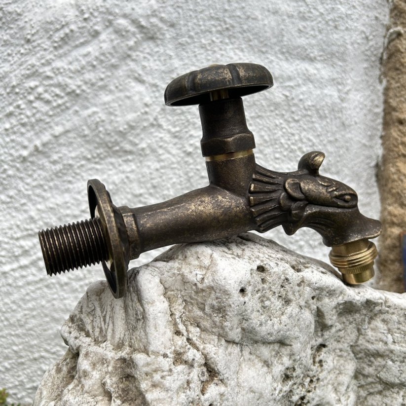 Zahradní mosazný kohoutek na vodu DRAK, 1/2" s kolečkem