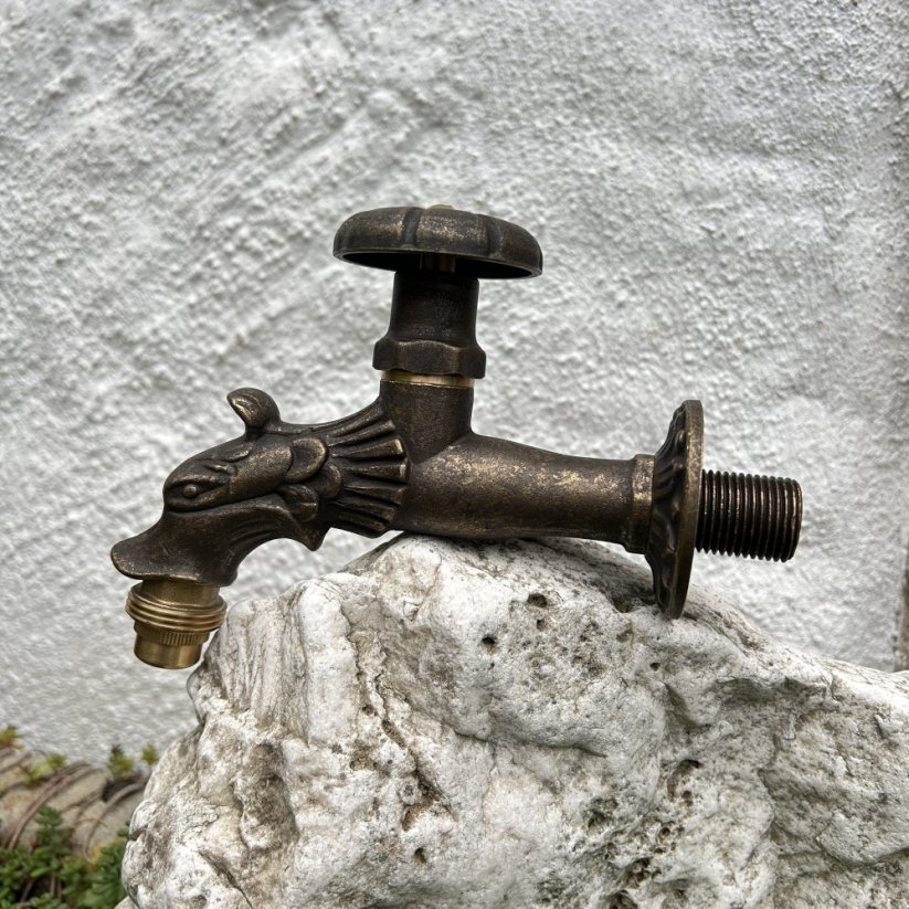 Zahradní mosazný kohoutek na vodu DRAK, 1/2" s kolečkem