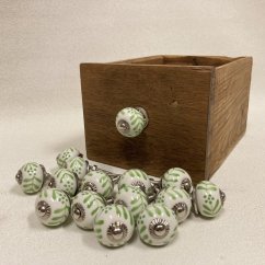 Nábytková keramická knopka - úchytka BÍLÁ S MALBOU 30mm