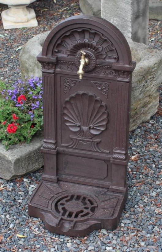 Zahradní zdobená kašna MUŠLE 82,5cm - hliník ( hnědá )
