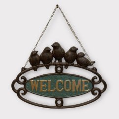 Závěsná cedule s ptáčky WELCOME 25x35cm