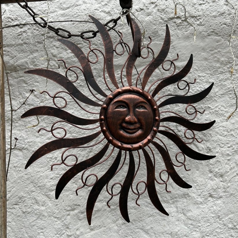 Nástěnná dekorace SLUNCE / MĚDĚNÁ patina 53cm