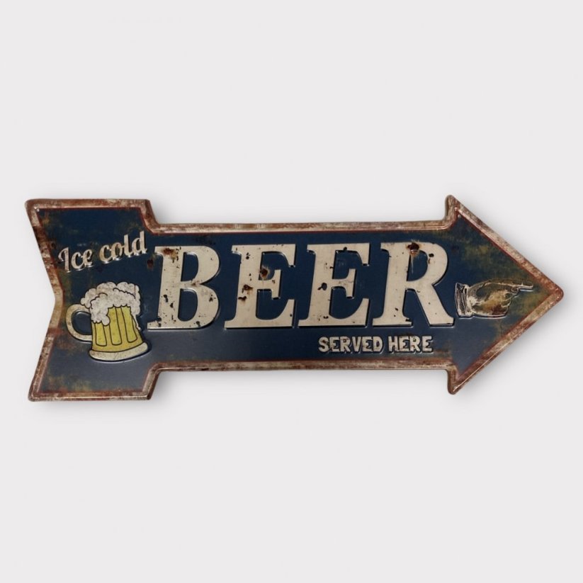 Plechová cedule BEER 19x50cm