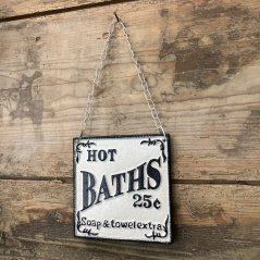 Litinová cedulka HOT BATHS 14x14cm