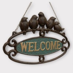 Závěsná cedule s ptáčky WELCOME 25x35cm