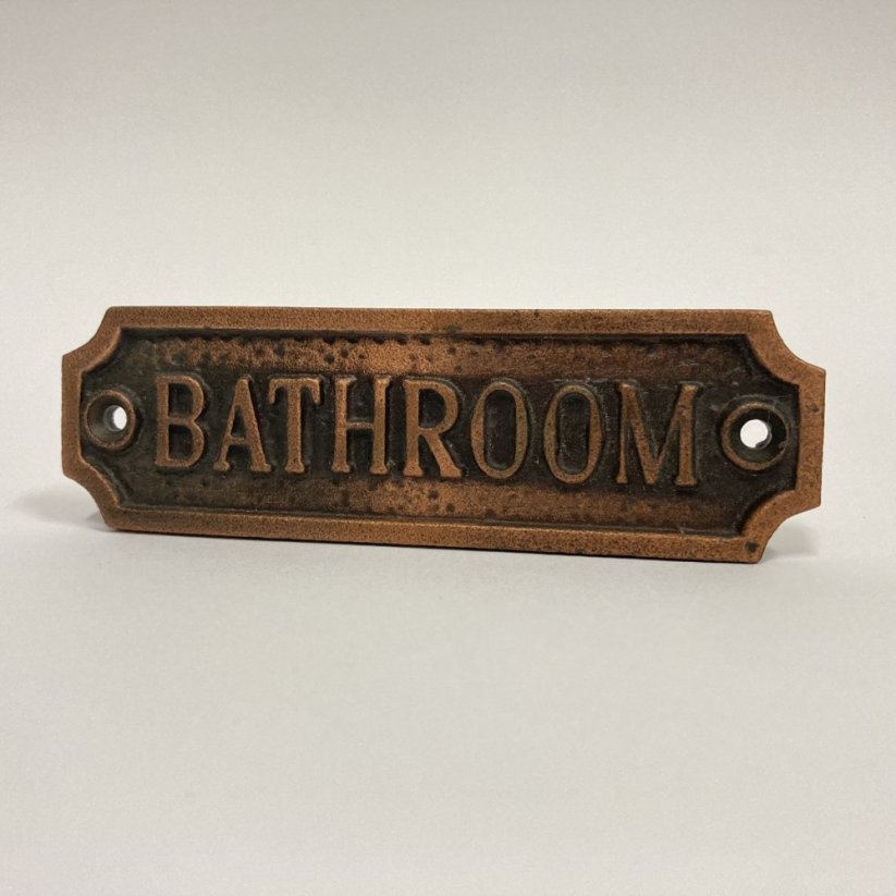 Litinová cedulka BATHROOM 3,5x11,5cm