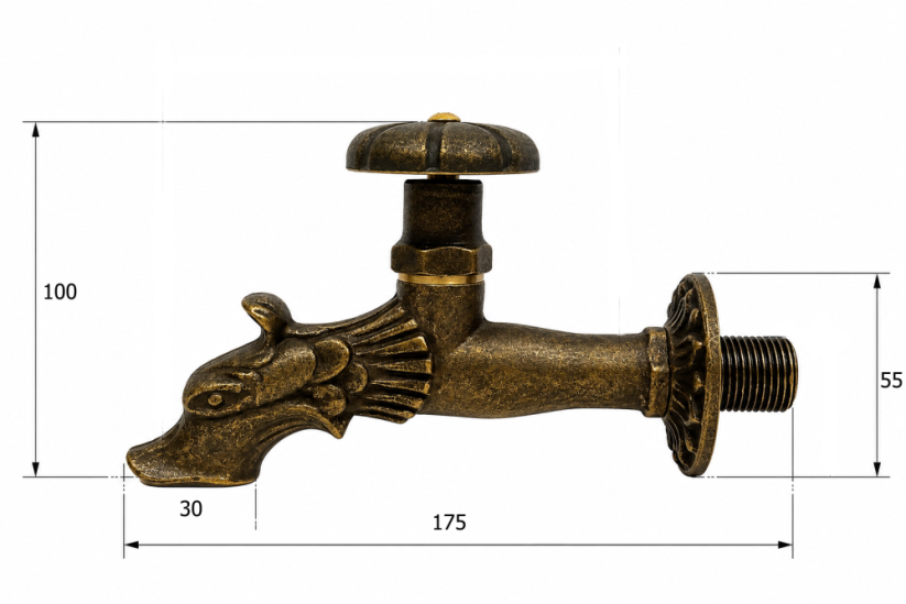 Zahradní mosazný kohoutek na vodu DRAK, 1/2" s kolečkem