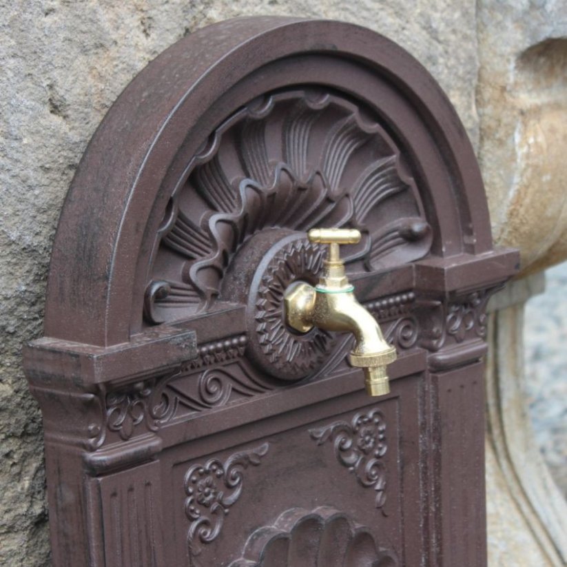 Zahradní zdobená kašna MUŠLE 82,5cm - hliník ( hnědá )
