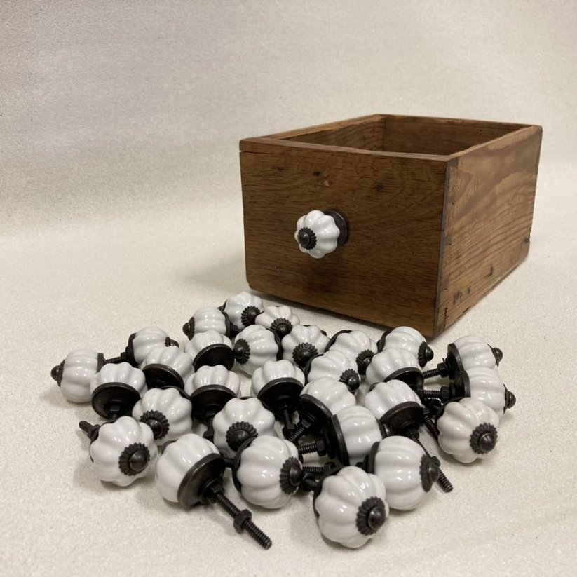Nábytková keramická knopka - úchytka BÍLÁ 30mm