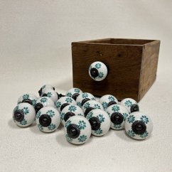 Nábytková keramická knopka - úchytka BÍLÁ S MALBOU 40mm