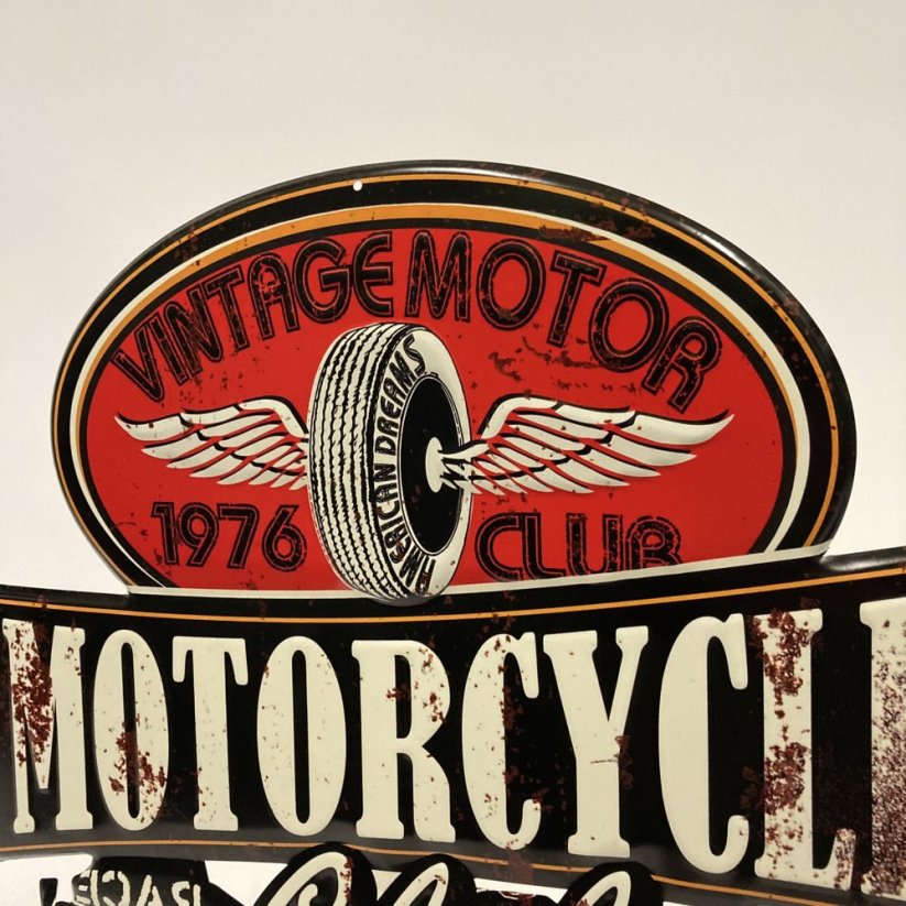 Plechová cedule MOTORCYCLE 1976 CLUB 49x49cm