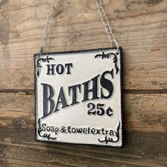 Litinová cedulka HOT BATHS 14x14cm