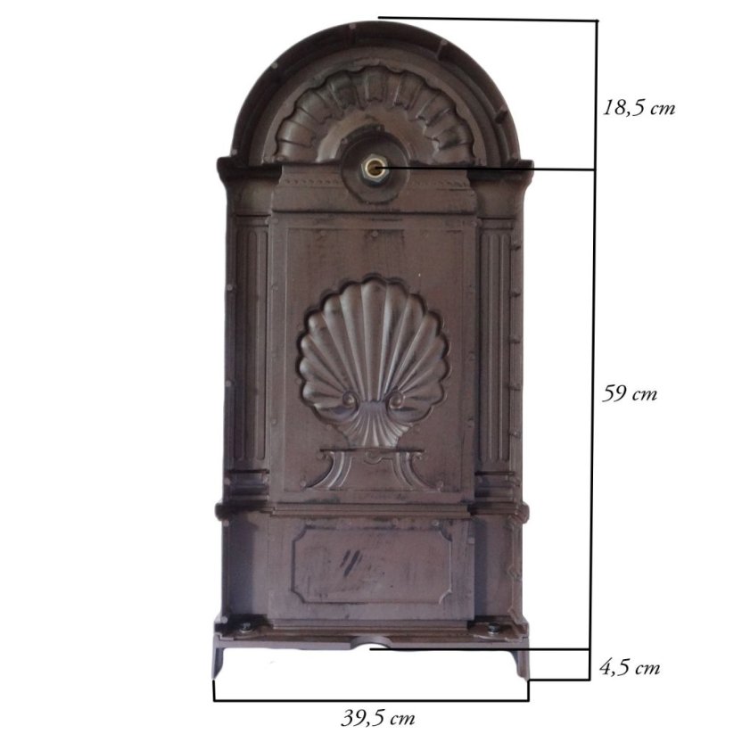 Zahradní zdobená kašna MUŠLE 82,5cm - hliník ( hnědá )