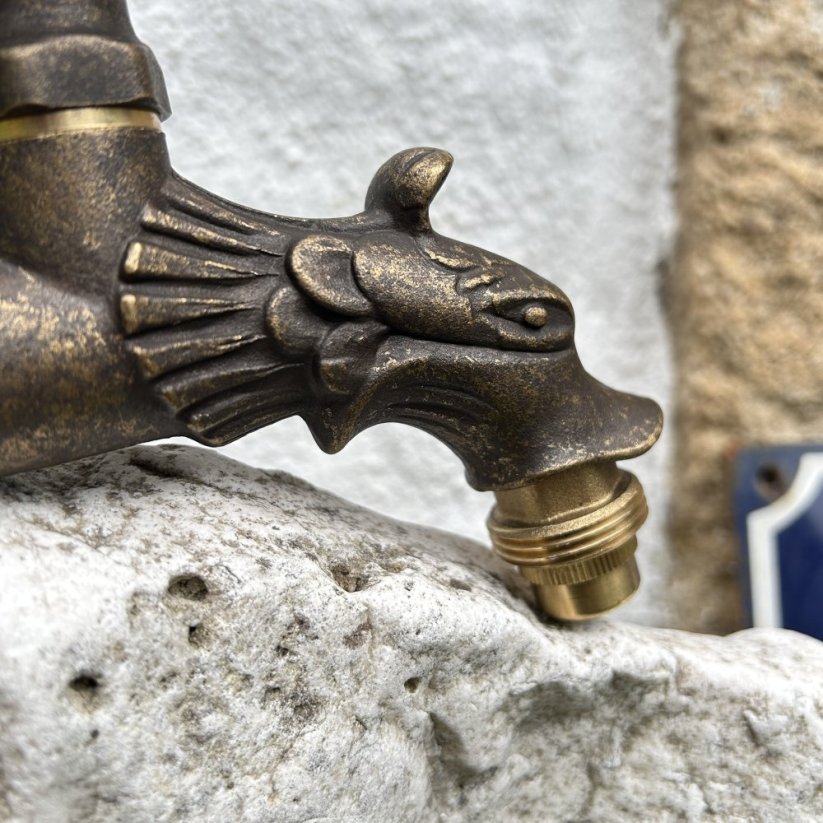 Zahradní mosazný kohoutek na vodu DRAK, 1/2" s kolečkem