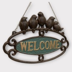 Závěsná cedule s ptáčky WELCOME 25x35cm