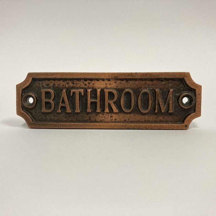 Litinová cedulka BATHROOM 3,5x11,5cm
