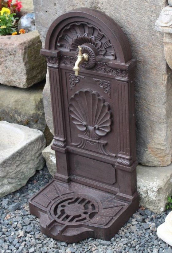 Zahradní zdobená kašna MUŠLE 82,5cm - hliník ( hnědá )