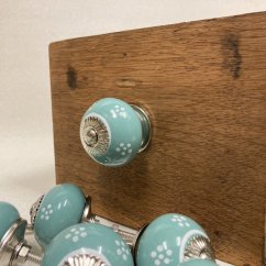 Nábytková keramická knopka - úchytka TYRKYSOVÁ S MALBOU 40mm