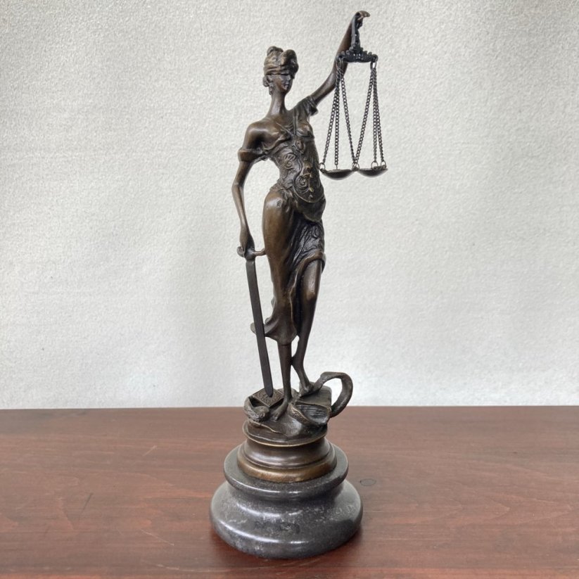 Bronzová socha SPRAVEDLNOST - JUSTICE 23cm
