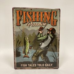 Plechová cedule FISHING Paradise 40x30cm