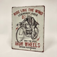Plechová cedule IRON WHEELS 40x30cm
