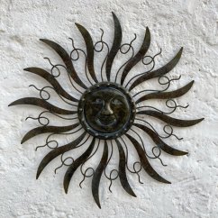 Nástěnná kovová dekorace SLUNCE / TMAVÁ patina 53cm