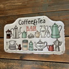 Plechová cedule COFFEE & TEA BAR 24x40cm