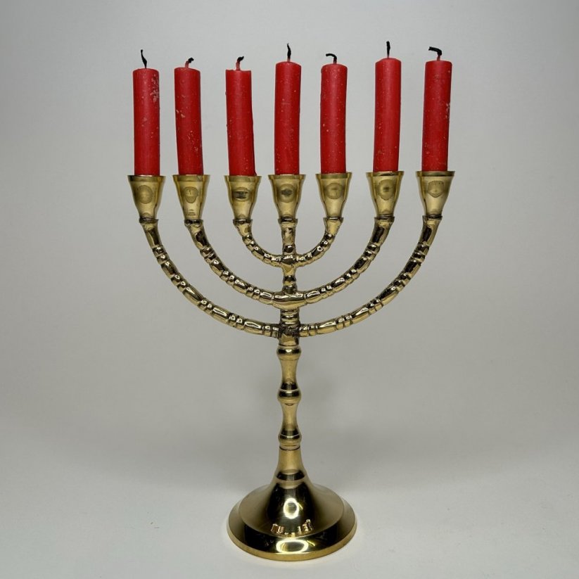 Mosazná menora - Židovský svícen