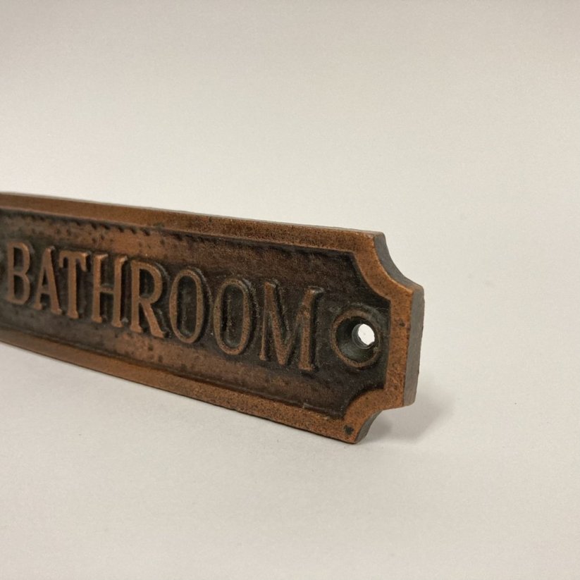 Litinová cedulka BATHROOM 3,5x11,5cm