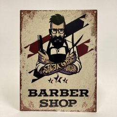 Plechová cedule BARBER SHOP 33x25cm