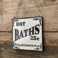 Litinová cedulka HOT BATHS 14x14cm