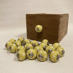 Nábytková keramická knopka - úchytka ŽLUTÁ S PUNTÍKY 30mm