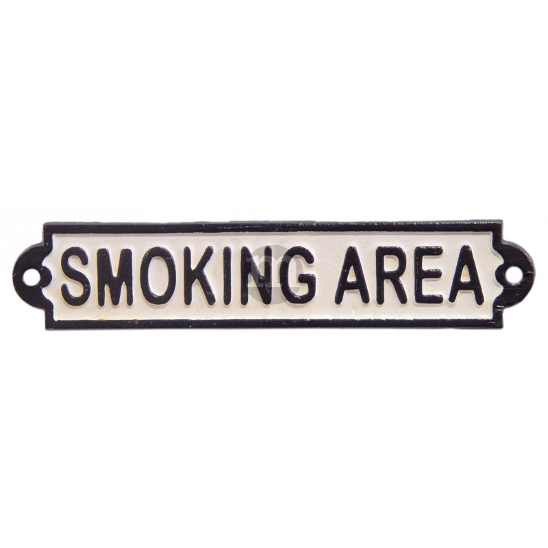 Litinová cedulka SMOKING AREA 5x24,5cm