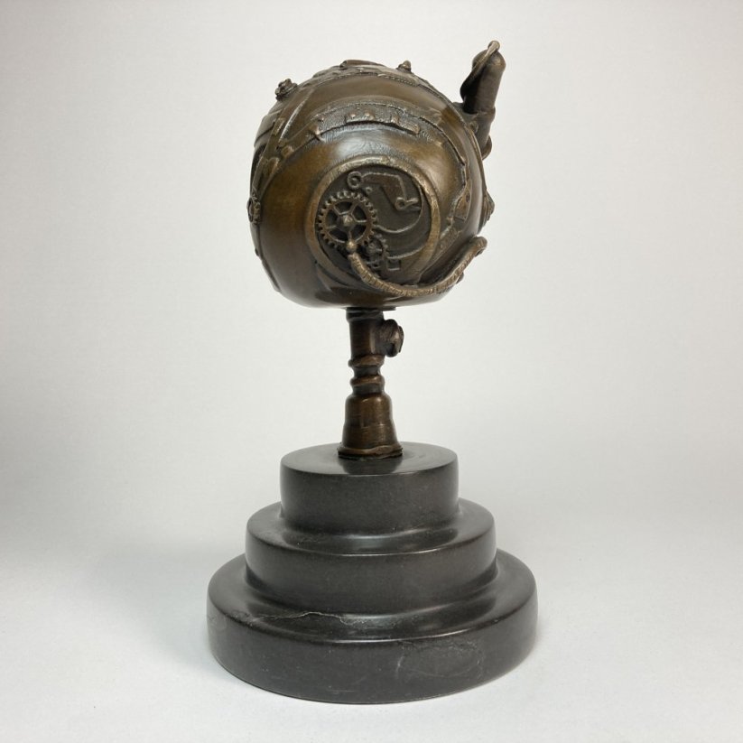 Bronzová socha STEAMPUNK LEBKA