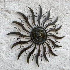 Nástěnná kovová dekorace SLUNCE / TMAVÁ patina 53cm